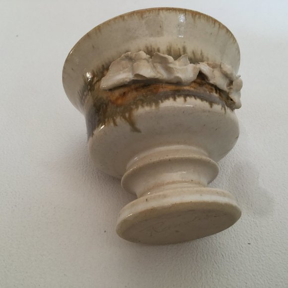 Handmade studio pottery glazed cup bowl footed small - Picture 5 of 7